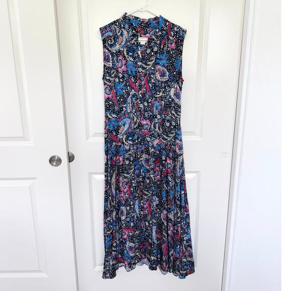 Maeve By Anthropologie Whimsical Floral Collared Printed Maxi Dress 8 - Picture 3 of 6